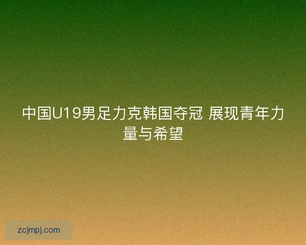 中国U19男足力克韩国夺冠 展现青年力量与希望