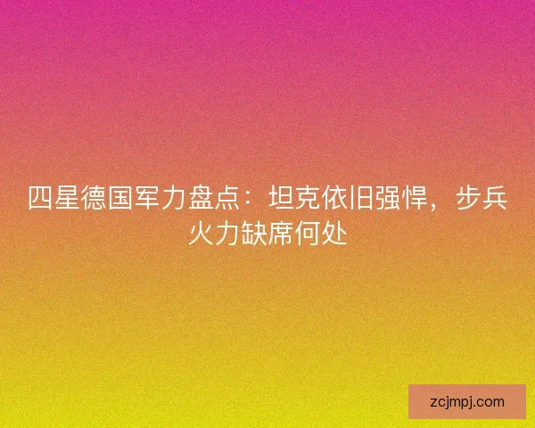 四星德国军力盘点：坦克依旧强悍，步兵火力缺席何处